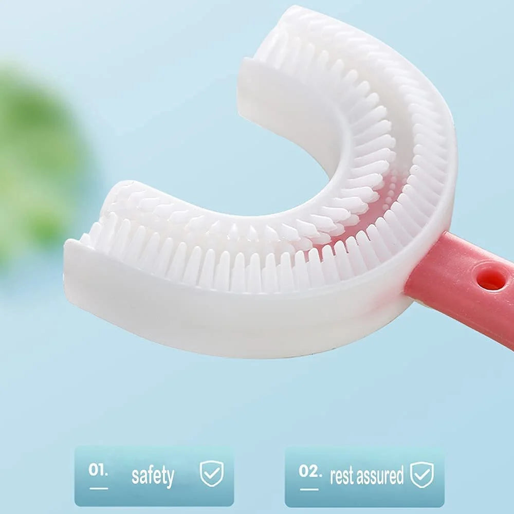 U Shaped Soft Manual Whitening Silicone Mouth Cleaning Toothbrush For Kids